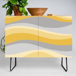 Wavy Lines Pattern Yellow and Grey Credenza