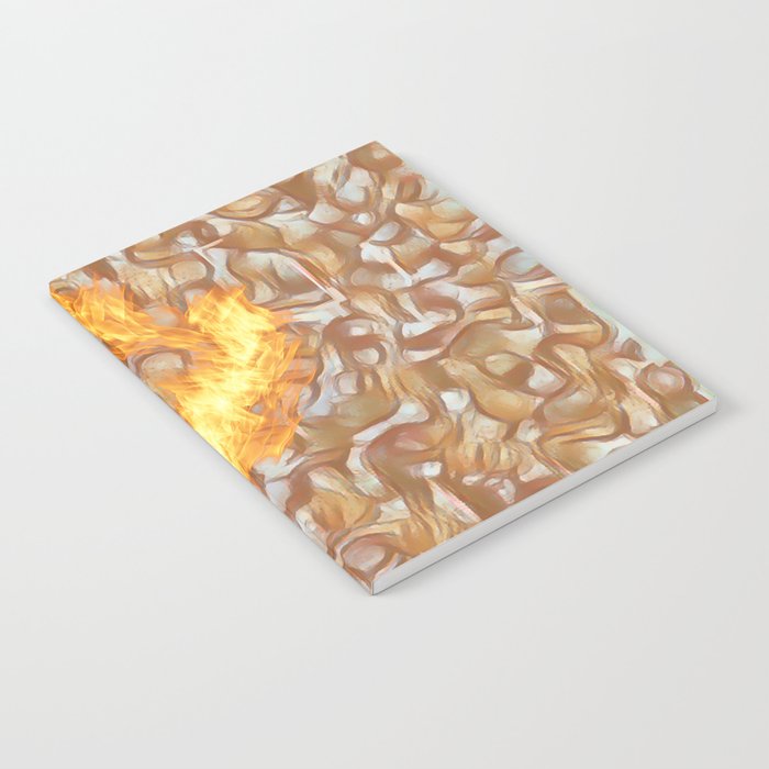 Abstract digital pattern design with curved shapes and flames Notebook