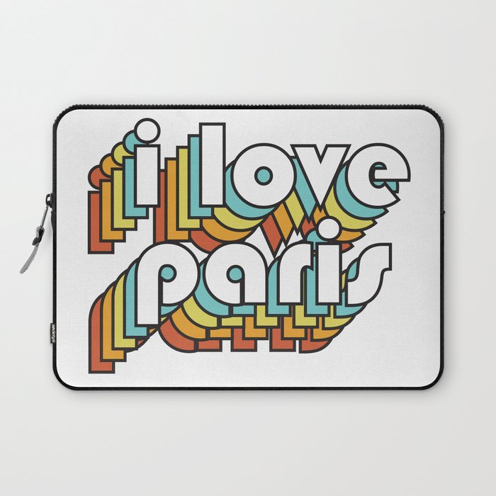 I Love Paris - Retro Faded - Style Typography Laptop Sleeve