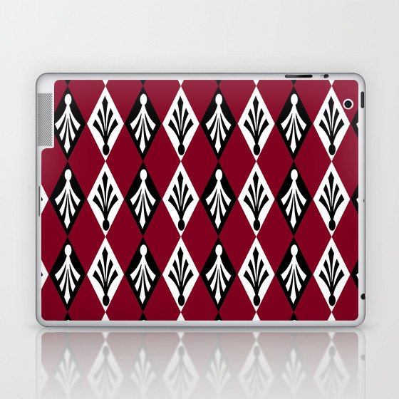 Deep Red Burgundy Diamond Argyle Pattern Laptop & iPad Skin