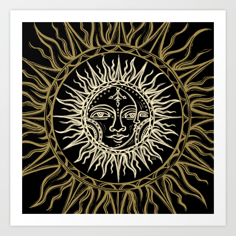 Sun Moon Face Art Print By Lydiahess Society6