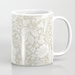 Vintage Elegant White Ivory Cream Swallows Floral Coffee Mug | Vintage, White, Elegant, Vintagefloral, Flowerspattern, Elegantpattern, Vintageflowers, Flowers, Curated, Swallows 