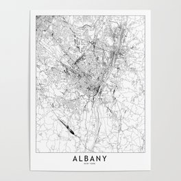 Albany White Map Poster