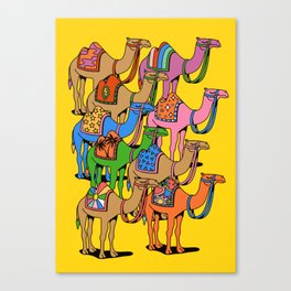 Colorful Desert Camels Colourful Morroco Sahara 60s World Traveller Canvas Print