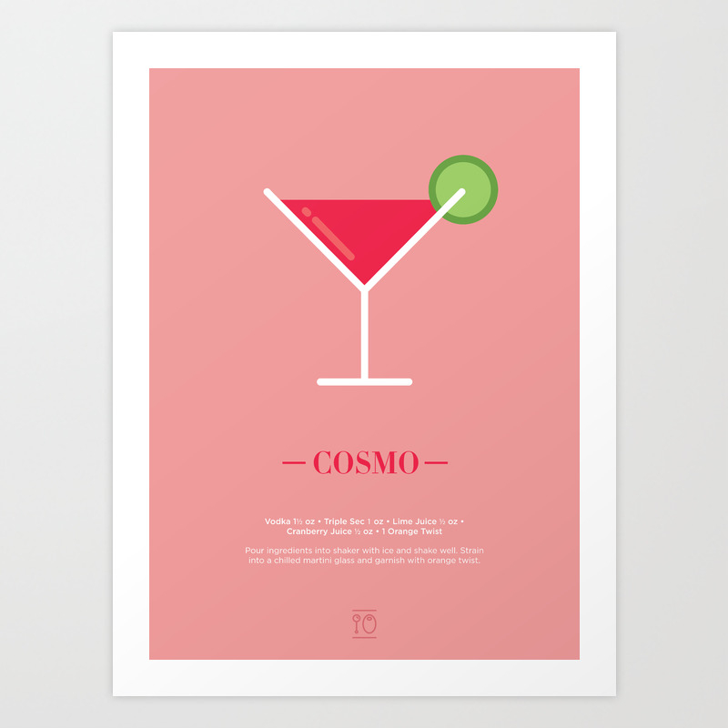 Cosmopolitan Cocktail Recipe Art Print Art Print By Typeandtails Society6