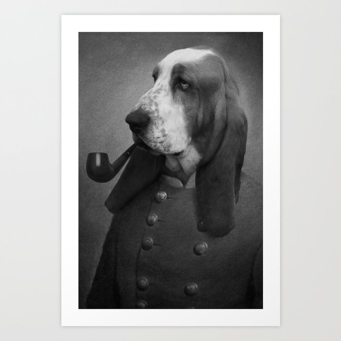 Smoking Dog Art Print