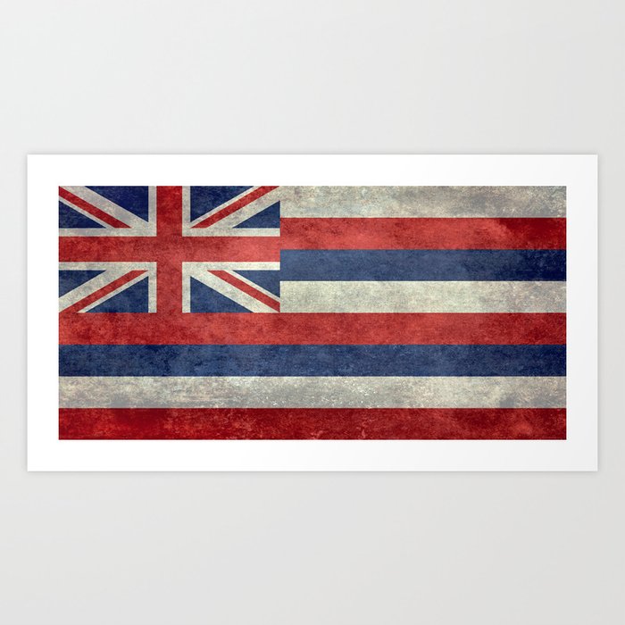 Flag of Hawaii - grungy version Art Print