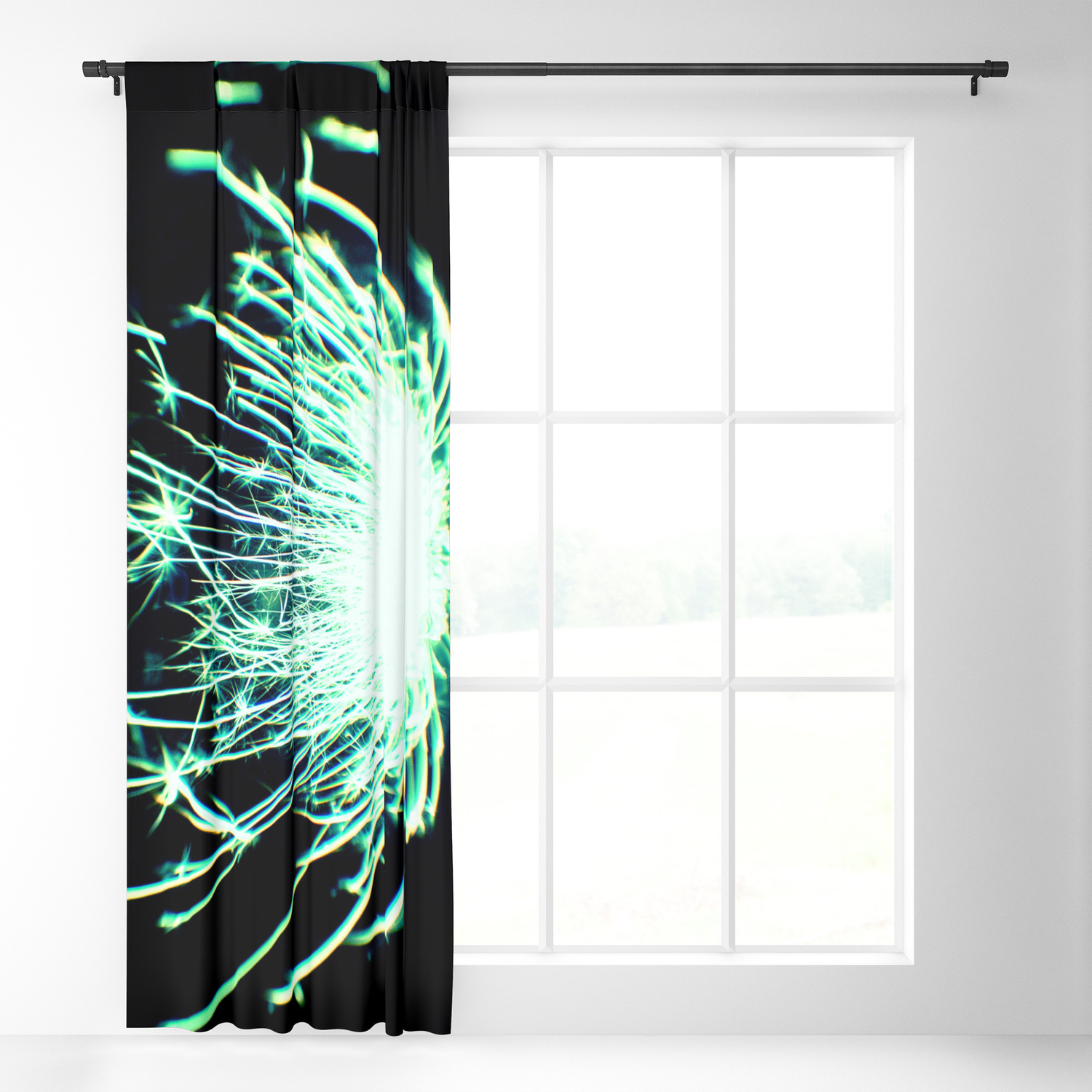 Teal Glitter Firework In Sphere Blackout Curtain By Greenhummingbirdcreations Society6