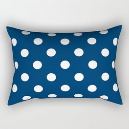 Navy Blue and White Polka Dots Palm Beach Preppy Rectangular Pillow