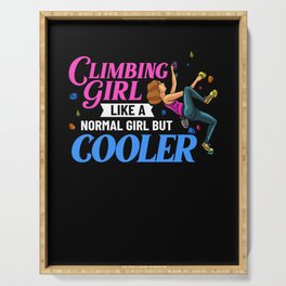 Rock Climbing Women Indoor Bouldering Girl Wall Serving Tray
