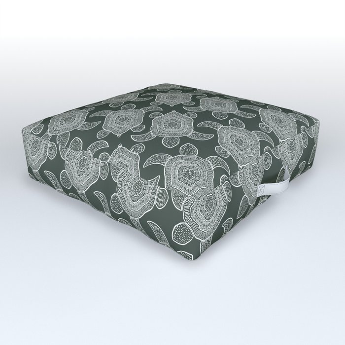 Tropical Turtle | Olive Green Outdoor Floor Cushion