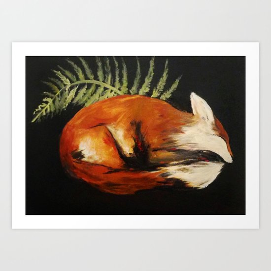 Fox Folk Art Print