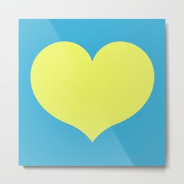 Color Pop!  Yellow and Blue Heart Metal Print