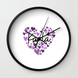 Karla, purple hearts Wall Clock