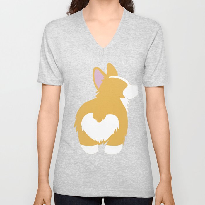 Corgi Butt V Neck T Shirt