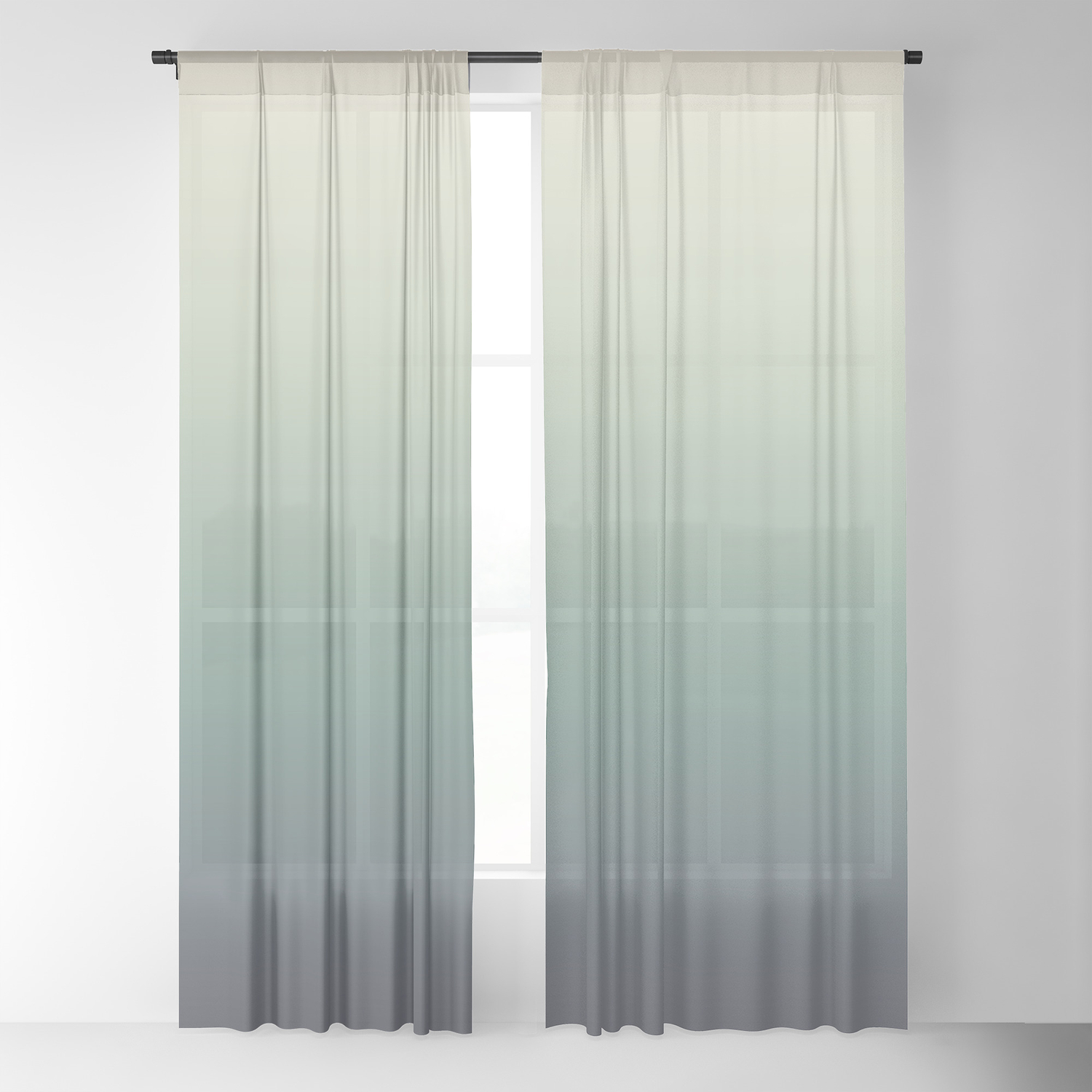 Color Gradient Blue Green Grey Autumn Colors Sheer Curtain By