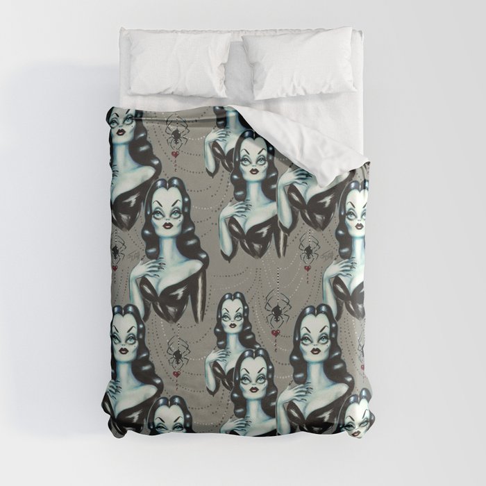 Vampire Vixen with Black Widow Spider Duvet Cover