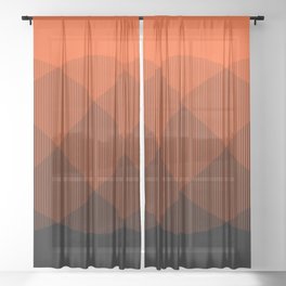 Orange to Black Ombre Signal Sheer Curtain