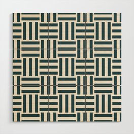 Dark Green and Vintage White Crosshatch Pattern Wood Wall Art