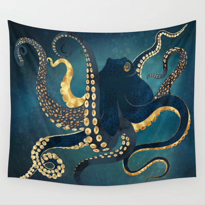Metallic Octopus IV Wall Tapestry