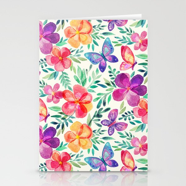 Summer Blooms & Butterflies on Cream Stationery Cards