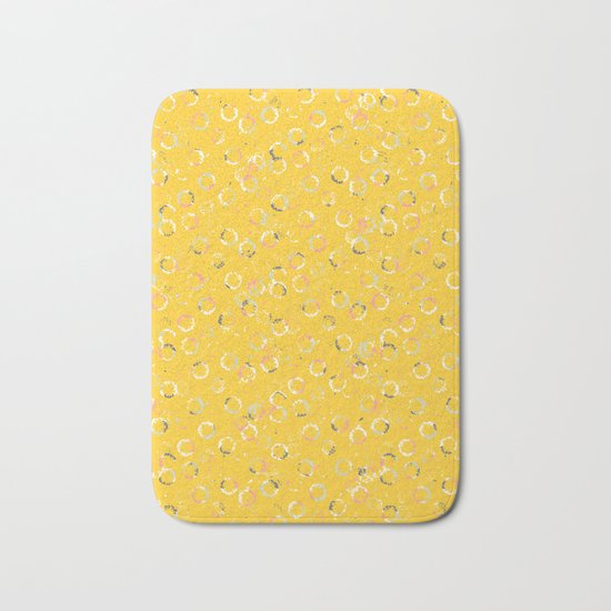 Polka Dots Stamps on Vivid Yellow Bath Mat