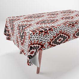 Nomad Red White Tribal Tablecloth