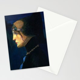 Head of a Lady in Medieval Costume by Lucien Victor Guirand de Scevola (c.1900) Stationery Cards