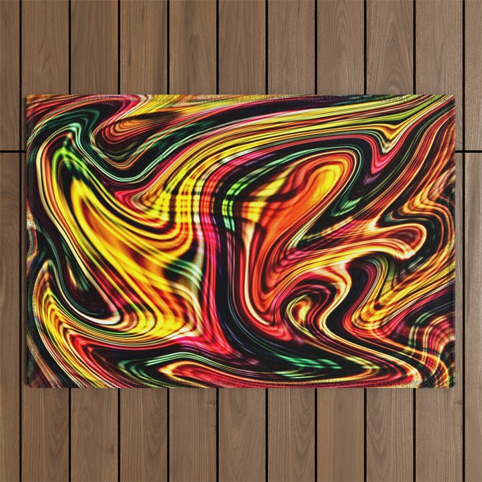 Abstract Art Colorful Fluid Volcanic Lava Outdoor Rug