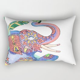 The Happy Elephant - Turquoise Rectangular Pillow
