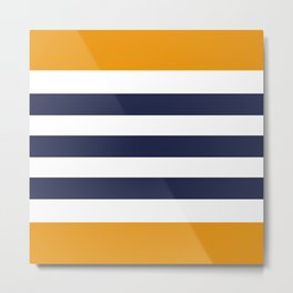 Stylish Classy Navy Blue Orange STRIPES Metal Print