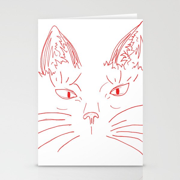 Cat Face Red Stationery Cards