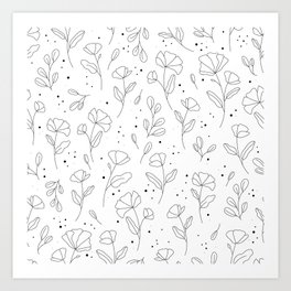 Botanical Flowers | Black on White Art Print