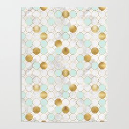 Circles (Gold & Mint Marble) Poster