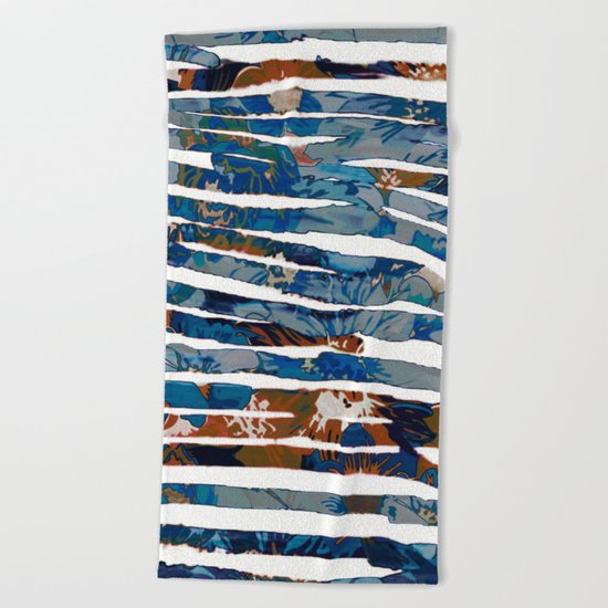 floral cut into stripes Beach Towel