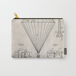 Parachute Patent - Sky Diving Art - Antique Carry-All Pouch