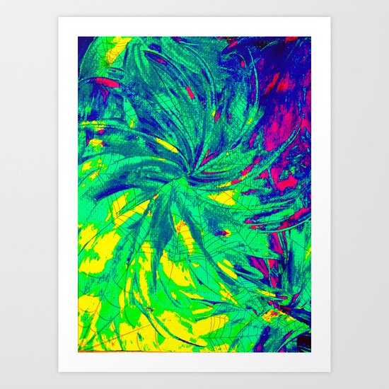 WEB OF LIES - Neon Vibrant Abstract Acrylic Painting Digital Deceit Spiderweb Manipulative Beauty Art Print