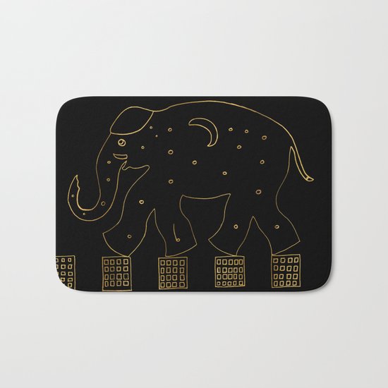 Golden elephant in the city Bath Mat