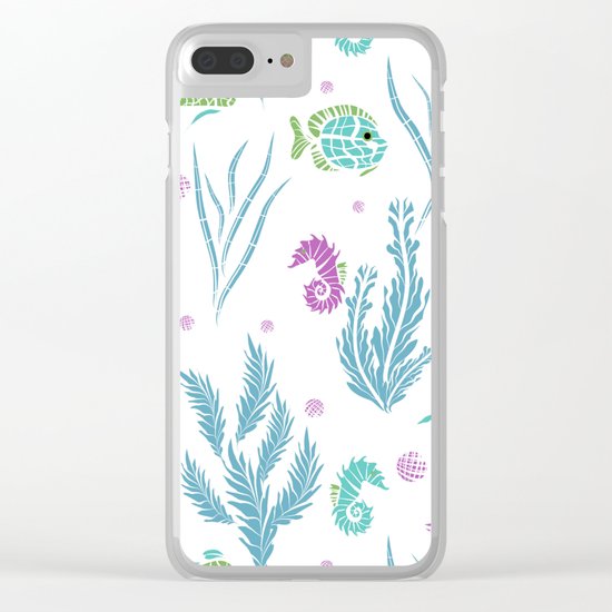 Sea , fish , seaweed , baby pattern . 2 Clear iPhone Case