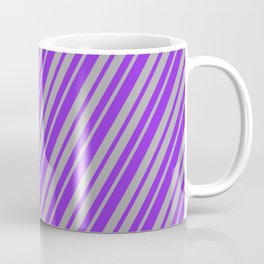 [ Thumbnail: Purple & Dark Gray Colored Lined Pattern Coffee Mug ]