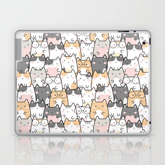 Kawaii Cute Cats Pattern Laptop & iPad Skin