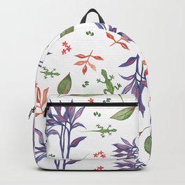 Florida Lizard Leaf Floral White Background Backpack