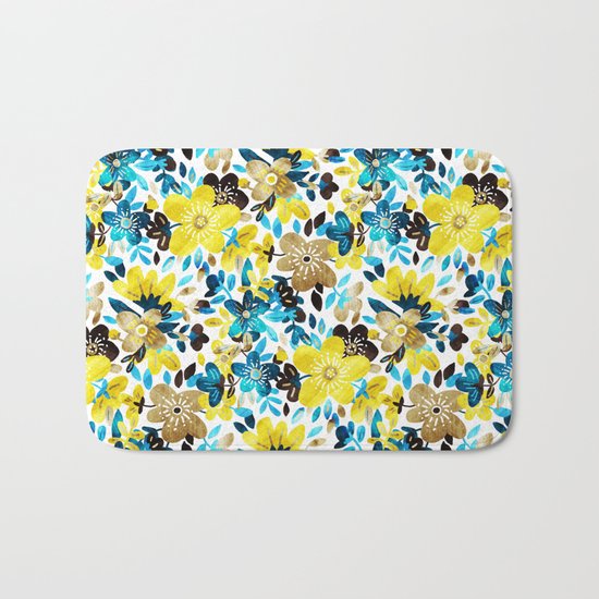 Happy Yellow Flower Collage Bath Mat