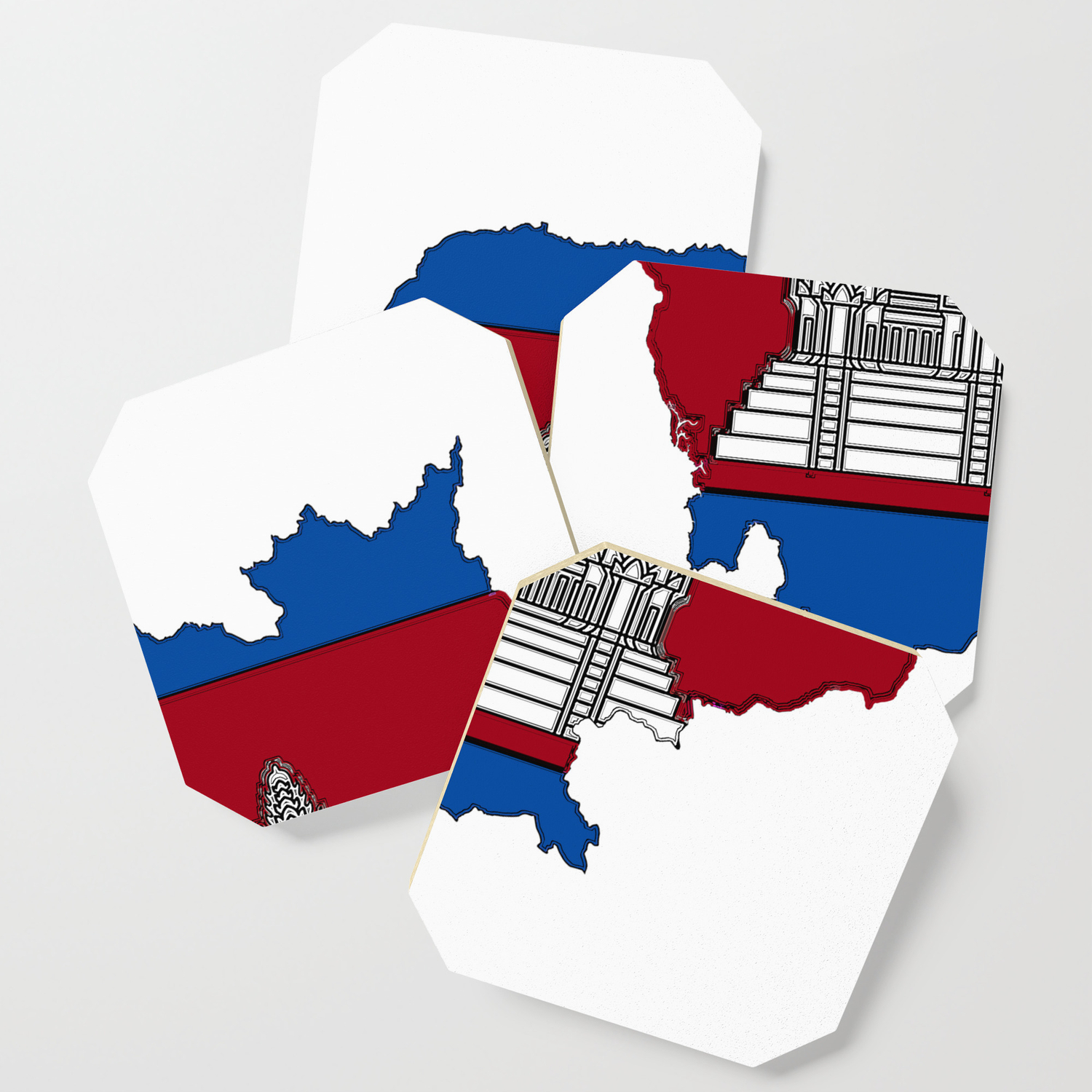Cambodia Map With Cambodian Flag Coaster By Havocgirl Society6
