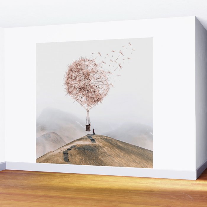 Flying Dandelion Wall Mural by heyluisa | Society6