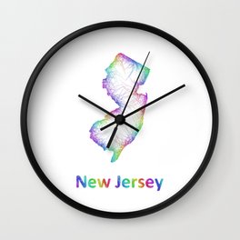 Rainbow New Jersey map Wall Clock