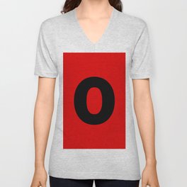 letter O (Black & Red) V Neck T Shirt