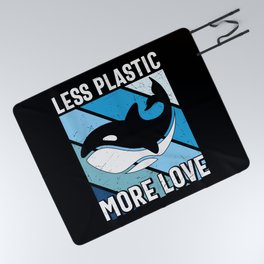 Less Plastic More Love Whale Picnic Blanket