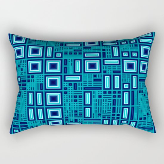 Blue digital geometric abstraction Rectangular Pillow