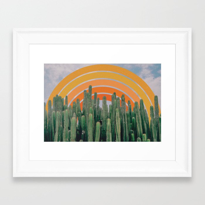 Cactus and Rainbow #1 Framed Art Print